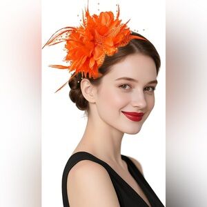 Kentucky Derby Orange Fascinator Headpiece